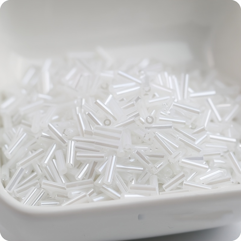 360pcs Cream Colored Glass Tube Beads for DIY Jewelry Making
